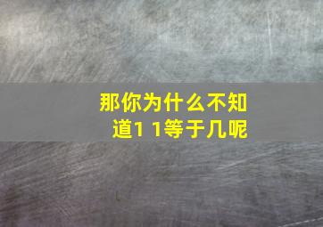 那你为什么不知道1 1等于几呢